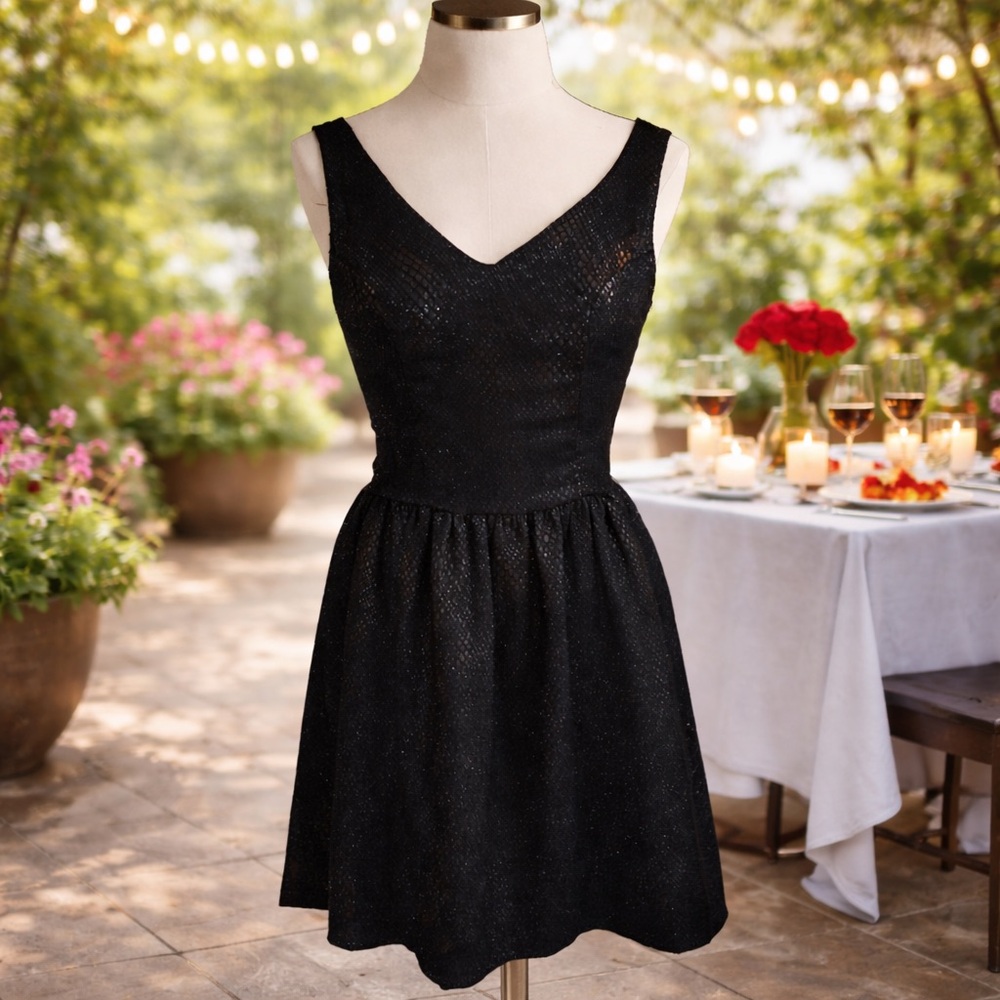 Bar III Black V-Neck Sleeveless Mini Dress